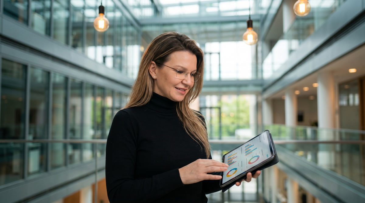 Physician discussing a balanced plate of whole foods with a patient in a warm clinic setting